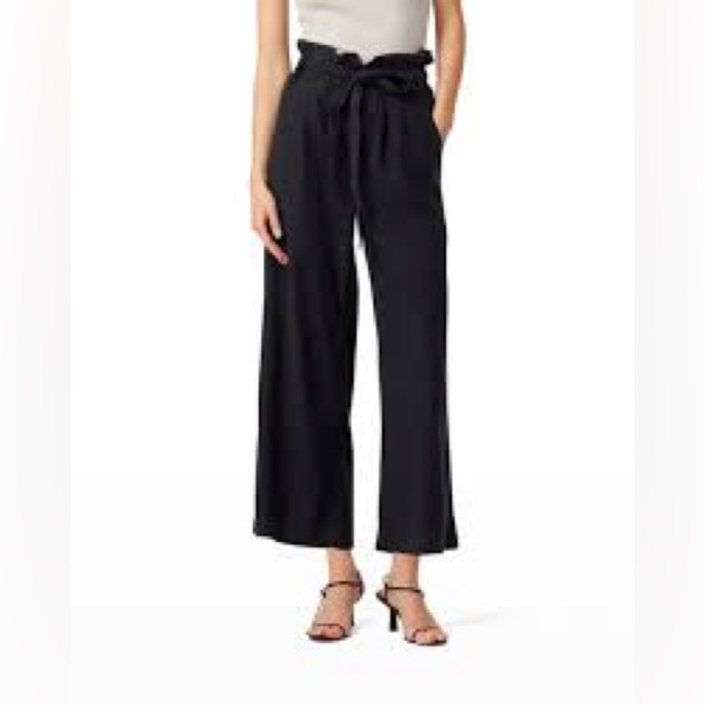 Frame wide leg paper bag trousers in black‎